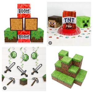 Minecraft Party Supplies Decor Treat Goodie Bags Banner Table Decorations